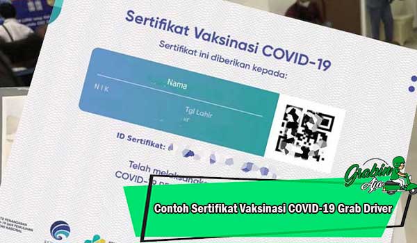 Contoh Sertifikat Vaksinasi COVID 19 Grab Driver